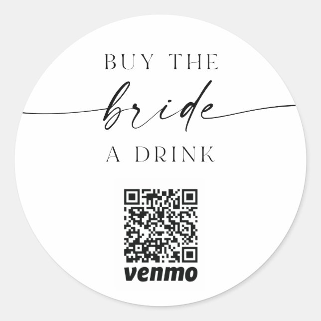 Adesivo Redondo Bachelorette QR Code Comprar Noiva A Bebida (Frente)