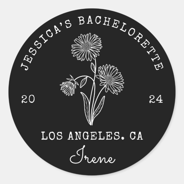 Adesivo Redondo Bachelorette Setembro Aster Nascimento Mês Flor (Frente)