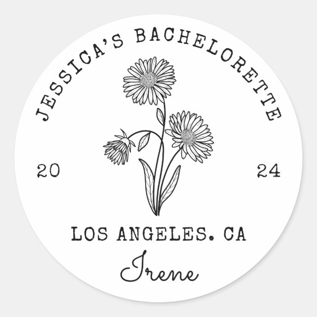 Adesivo Redondo Bachelorette Setembro Aster Nascimento Mês Flor (Frente)