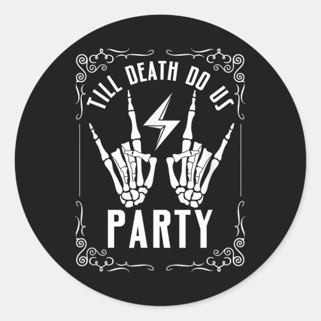 Adesivo Redondo Bachelorette Till Death Nos Party Skeleton Hand (Frente)