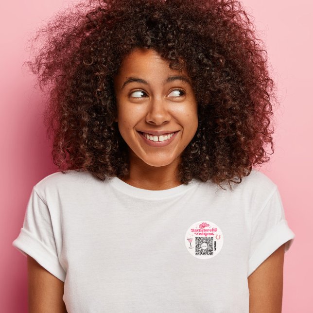 Adesivo Redondo Bachelorette Venmo Código QR Comprar Noiva A Bebid (Bachelorette Venmo Sticker)