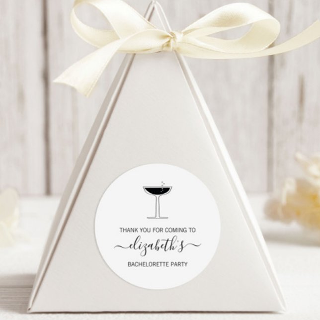 Adesivo Redondo Bachelorreia De Vidro De Coupe De Champanhe (Criador carregado)