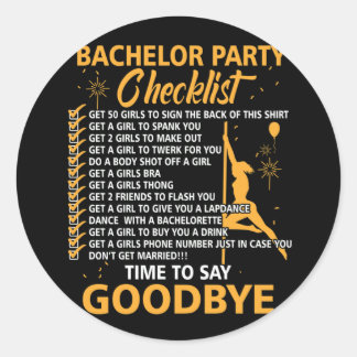 Adesivo Redondo Bachelors Party Checklist Stag Do Party