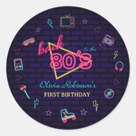 Adesivo Redondo Bacia De Aniversário Do Neon Kids Pop