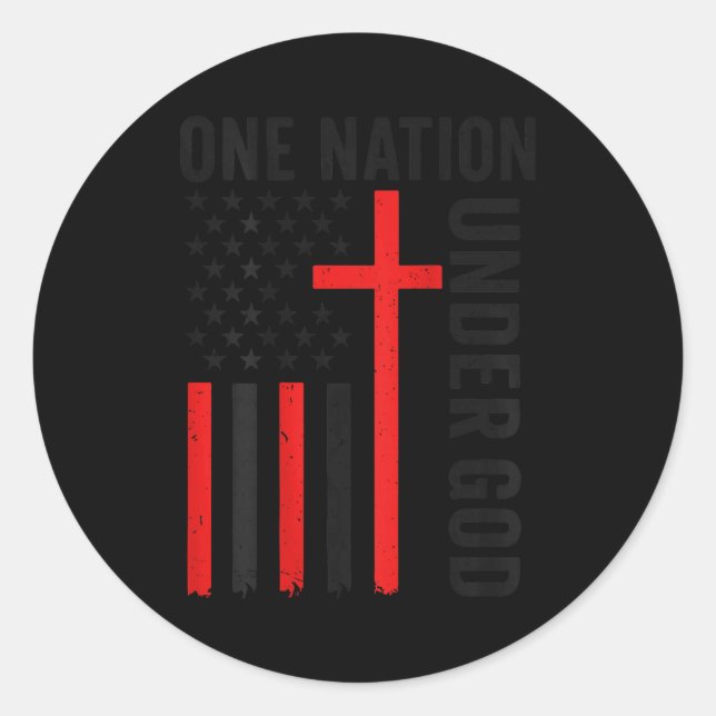 Adesivo Redondo Back One Nation Under God American Flag Christian  (Frente)