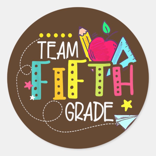 Adesivo Redondo Back To School Gifts Team Fifth Grade 5th Teacher (Frente)