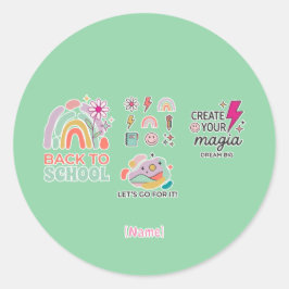 Adesivo Redondo Back to School Rainbow / Regreso Arcoíris Escolar