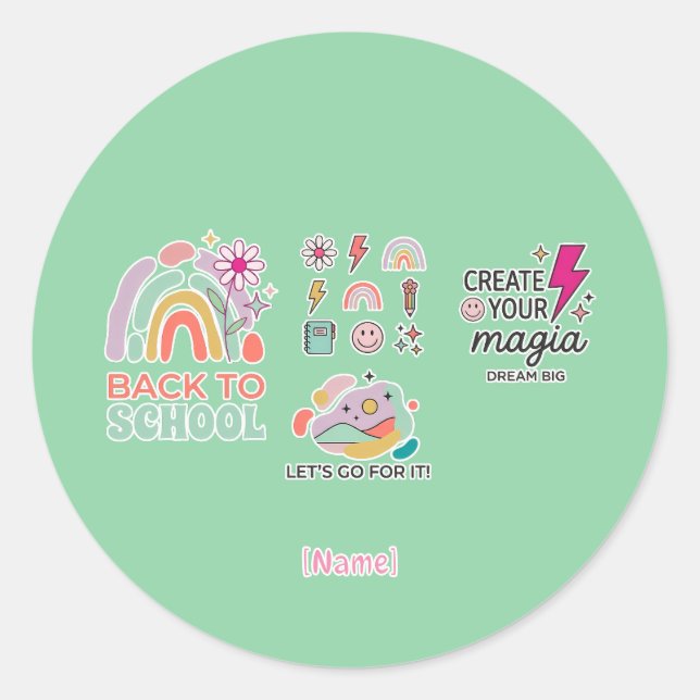 Adesivo Redondo Back to School Rainbow / Regreso Arcoíris Escolar (Frente)