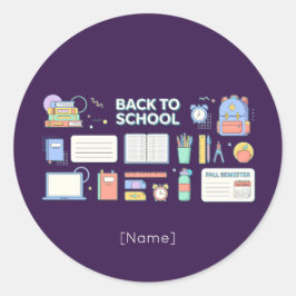 Adesivo Redondo Back to School Supplies / Regreso Útiles Escolares