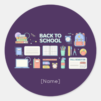 Adesivo Redondo Back to School Supplies / Regreso Útiles Escolares
