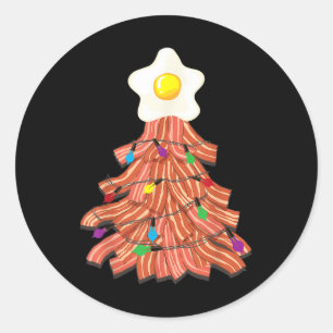 Adesivo Redondo Bacon Árvore de Natal Ovo Engraçado Porco Sobretud