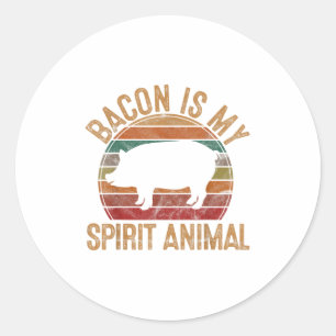 Adesivo Redondo Bacon É Meu Espírito Animal Dotado Figurino De Chu
