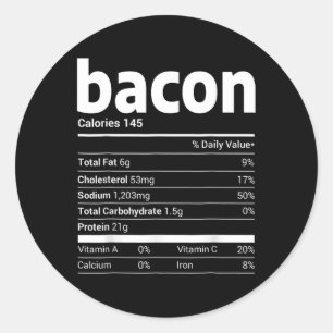 Adesivo Redondo Bacon Nutrição Fatos Familiares Correspondentes ao