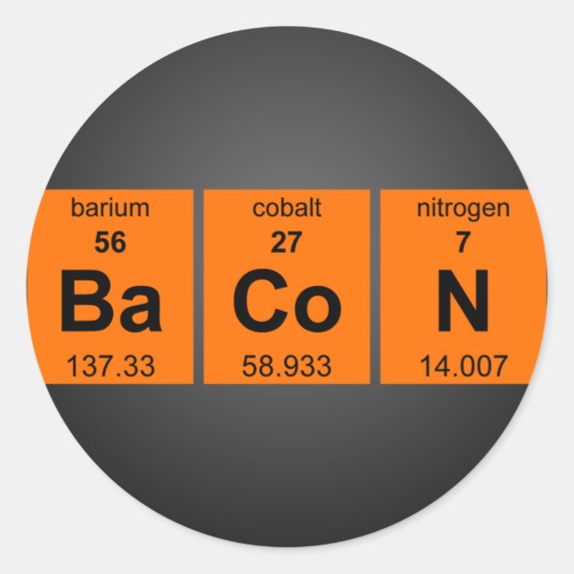 Adesivo Redondo BaCoN Stickers periódicos $9,95 (embalagem de 20 u (Frente)