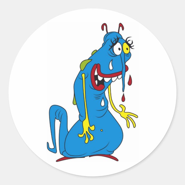 Adesivo Redondo Bactéria azul (Frente)