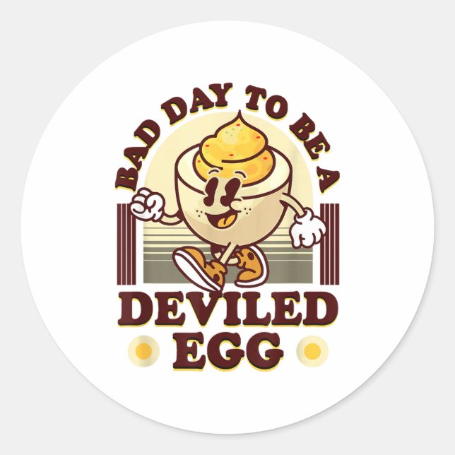 Adesivo Redondo Bad Day To Be A Deviled Egg Funny Thanksgiving Egg (Frente)