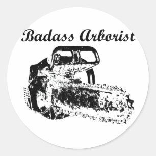 Adesivo Redondo Badass Arborist - Chainsaw