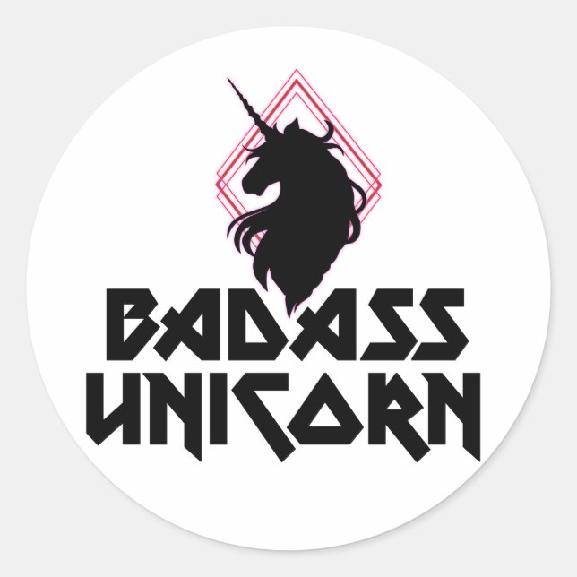 Adesivo Redondo Badass Unicorn (Frente)
