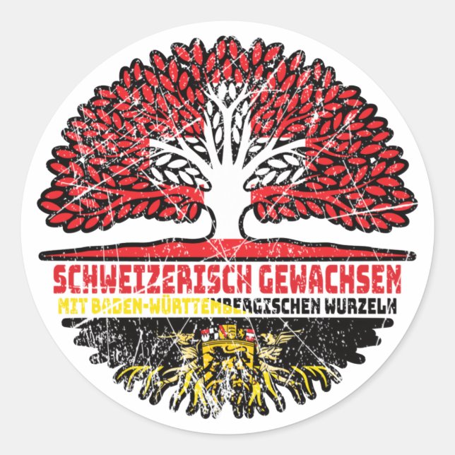 Adesivo Redondo Baden-Württemberg Schweizer Schweiz Baum (Frente)