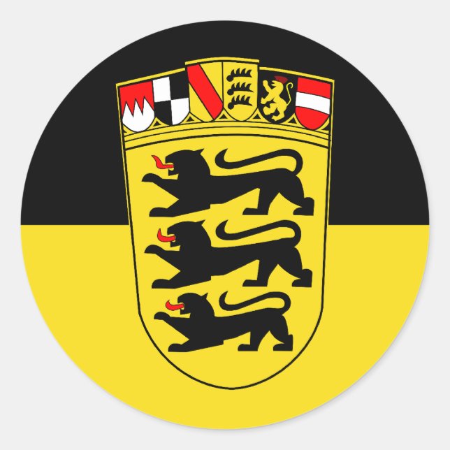 Adesivo Redondo Baden-Württemberg (State, Greater Arms), Alemanha (Frente)