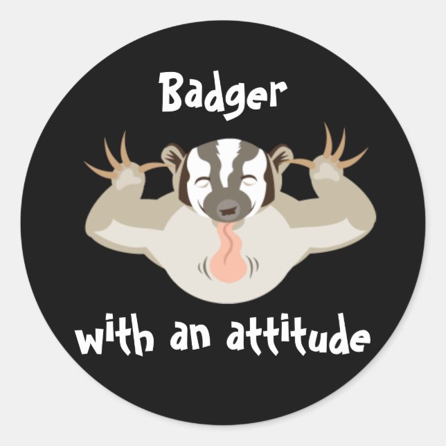 Adesivo Redondo Badgering Badger_Badger com atitude (Frente)