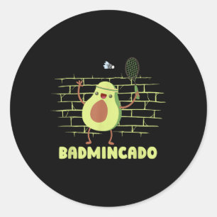 Adesivo Redondo Badmincado - Jogo Engraçado de Jogador de Raquete