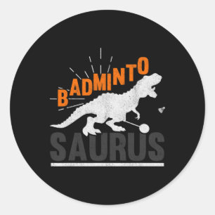 Adesivo Redondo Badminto Saurus Rex Birdie Shuttle Dinosaur Badmin