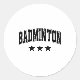 Adesivo Redondo Badminton All Black Stars Clic Retro Varsity Text 