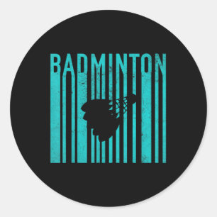 Adesivo Redondo Badminton Antigo - Jogador de Badminton Retro - Ba