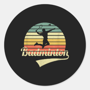 Adesivo Redondo Badminton Badminton Vintage Jogador de Badminton E