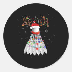 Adesivo Redondo Badminton Ball Santa Hat Cute Xmas Pajam