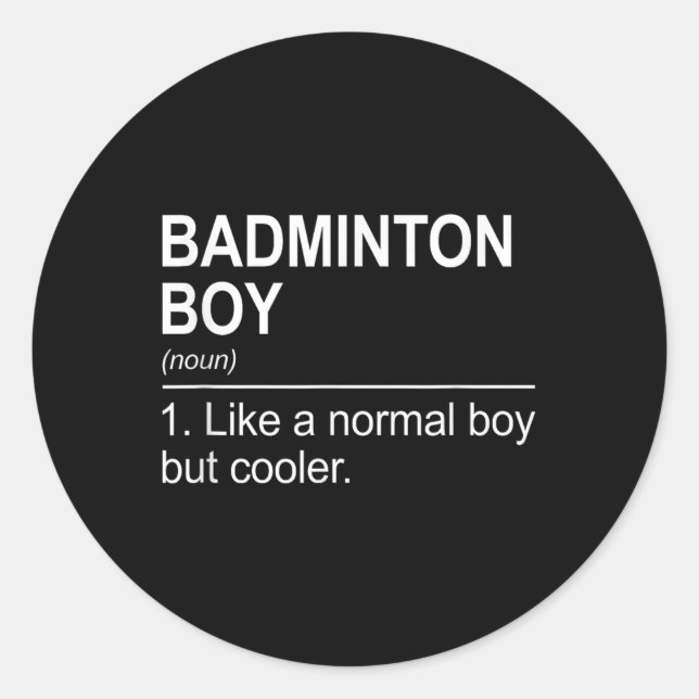 Adesivo Redondo Badminton Boy Noun Definition Shuttle Badminton Pl (Frente)