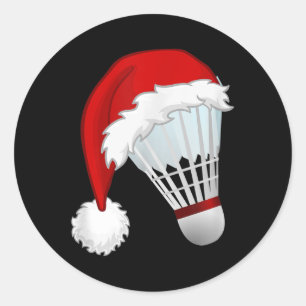 Adesivo Redondo Badminton Chapéu de Papai Noel Esportes Natal