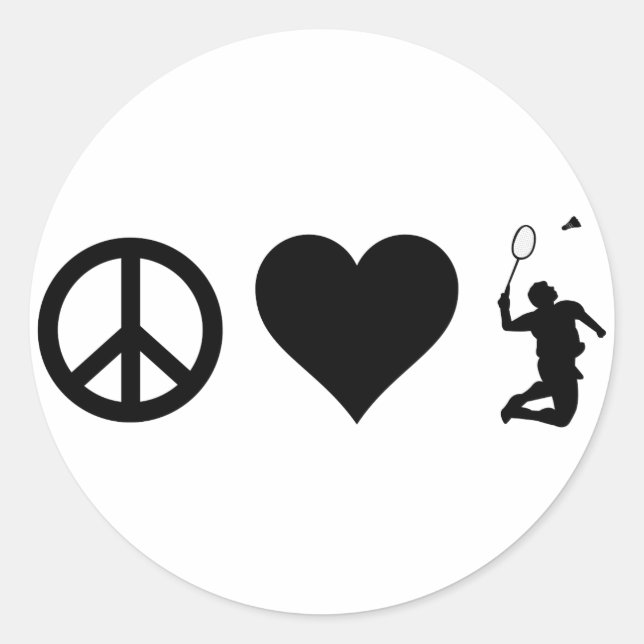 Adesivo Redondo Badminton do Amor pela Paz (Frente)
