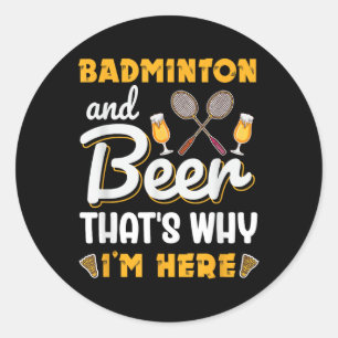 Adesivo Redondo Badminton E Cerveja Peteca Amante De Badminton