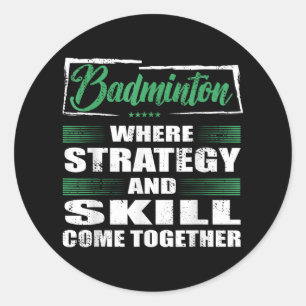 Adesivo Redondo Badminton Esporte Strategy And Skill Se Juntam