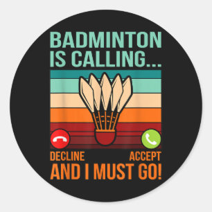 Adesivo Redondo Badminton Está Chamando O Treinador Gr Do Jogador