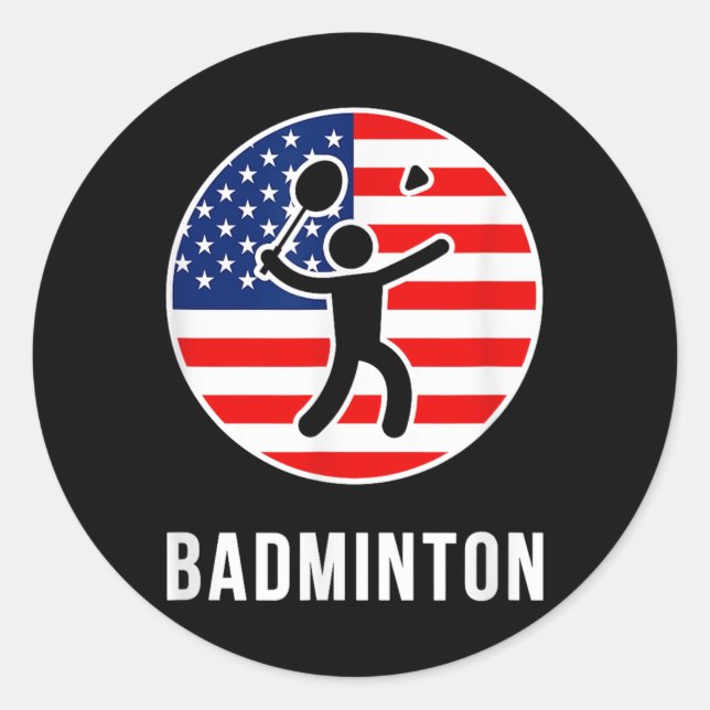 Adesivo Redondo Badminton EUA  (Frente)