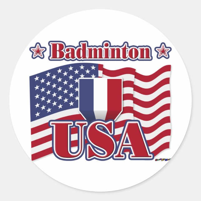 Adesivo Redondo Badminton EUA (Frente)