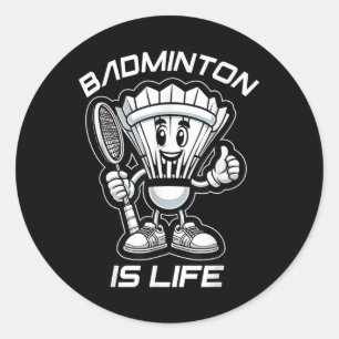 Adesivo Redondo Badminton Forever Cartoon Shuttle E Racket Graph