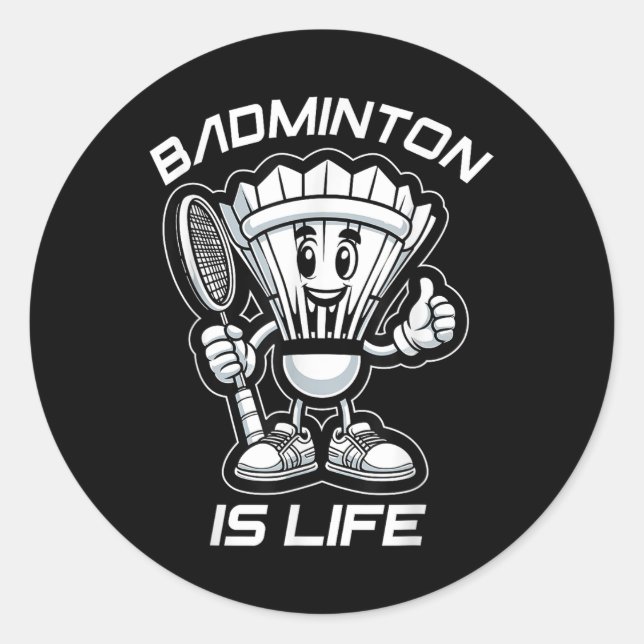 Adesivo Redondo Badminton Forever Cartoon Shuttle E Racket Graph (Frente)