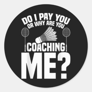 Adesivo Redondo Badminton Game Coaching Shuttle Player Badminton