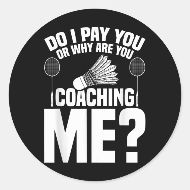 Adesivo Redondo Badminton Game Coaching Shuttle Player Badminton (Frente)