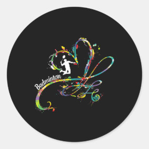 Adesivo Redondo Badminton Game Player Shuttle Player Badminton