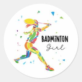 Adesivo Redondo Badminton Girl Vibrant Abstract Player Graphic