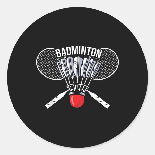 Adesivo Redondo Badminton Graphic Badminton Player Shuttle Sports (Frente)