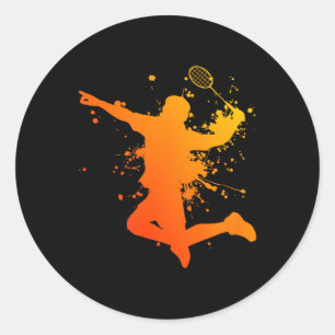 Adesivo Redondo Badminton Jogador de Badminton Squash Peteca