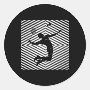 Adesivo Redondo Badminton Jogador do Jogo Shuttle Badminton