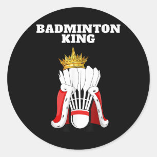 Adesivo Redondo Badminton King _ Mens Jogador de Badminton Shirt B