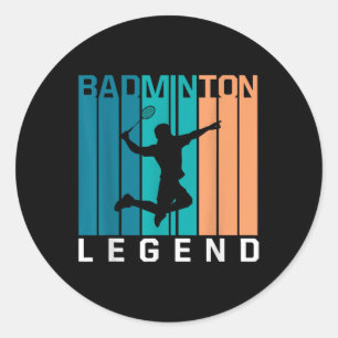 Adesivo Redondo Badminton Legend Jogador De Badminton Shuttle Spor